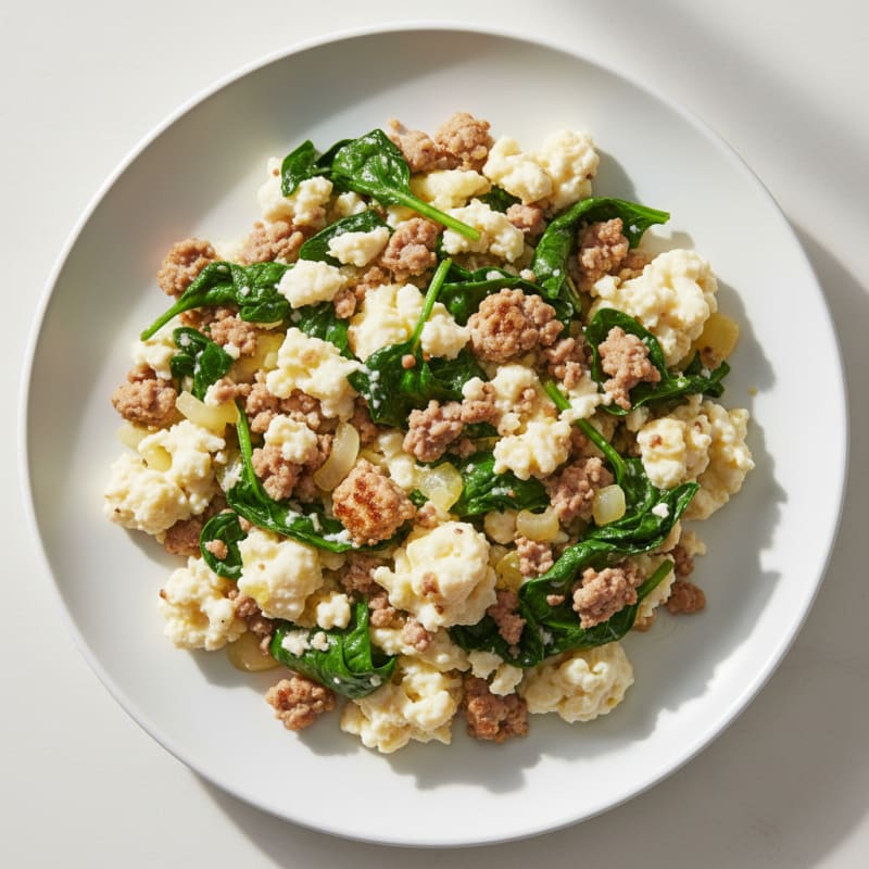 Egg White and Turkey Spinach Scramble