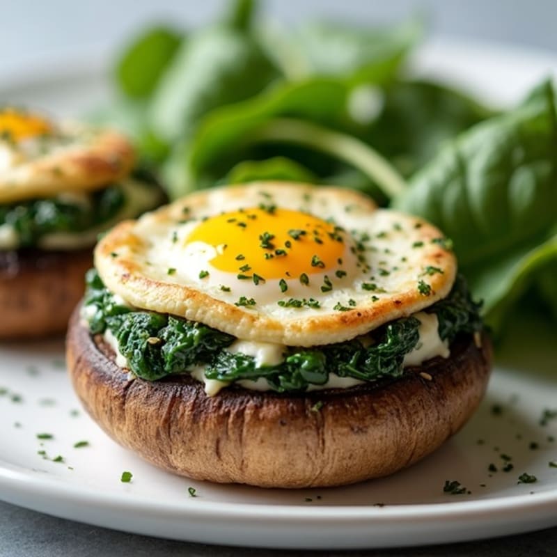 Herb-Ricotta Stuffed Portobello Mushrooms with Spinach