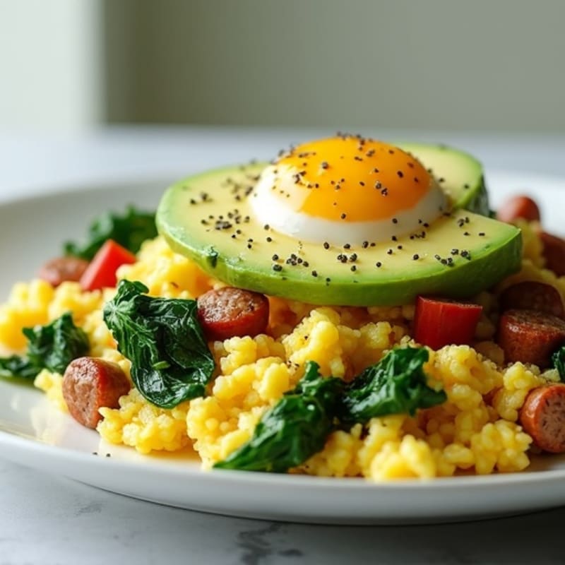 Egg White and Turkey Sausage Scramble with Spinach
