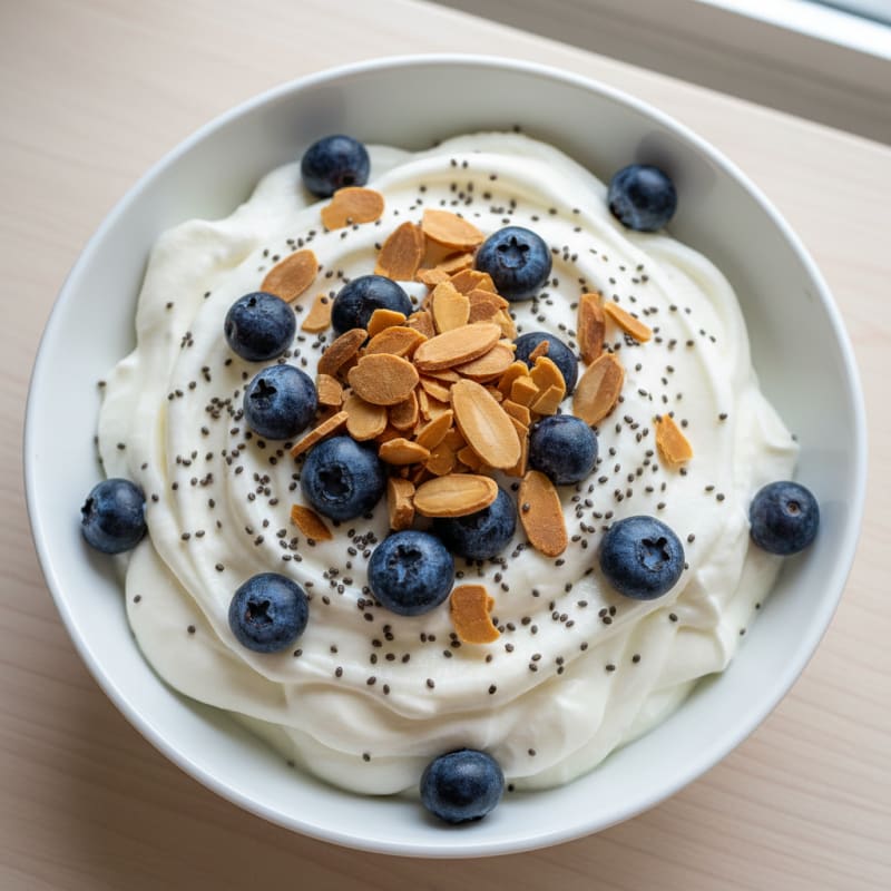 Silky Greek Yogurt Protein Bowl with Berries and Almonds