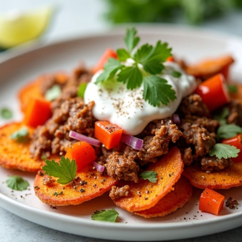 Crispy Sweet Potato Nachos with Smoky Pulled Pork