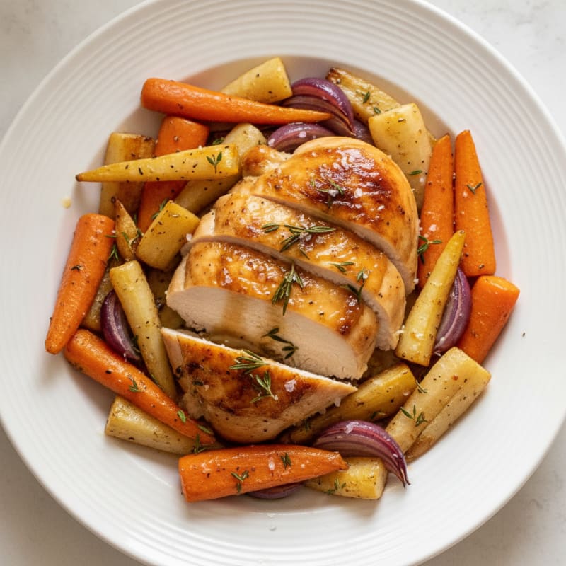 Garlic Herb Roasted Chicken with Root Vegetables