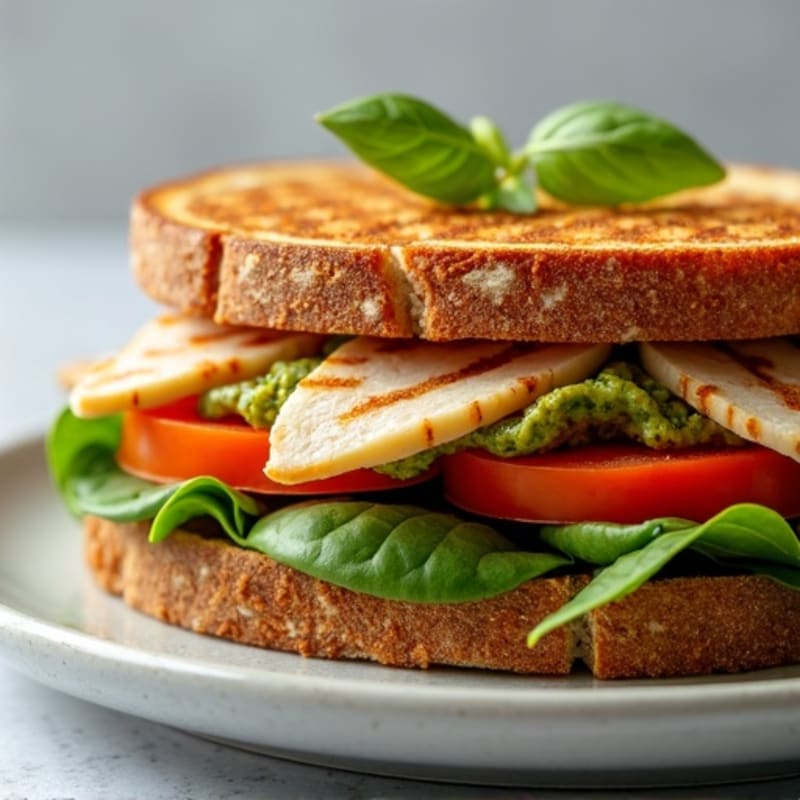 Crispy Grilled Turkey Pesto Sandwich