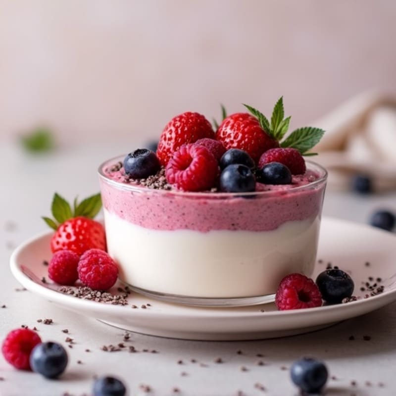 Cottage Cheese Protein Pudding with Mixed Berries