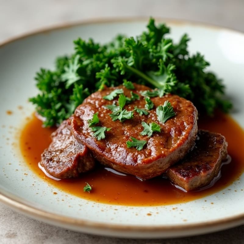 Tender Slow Cooked Beef with Rich Au Jus and Garlicky Greens