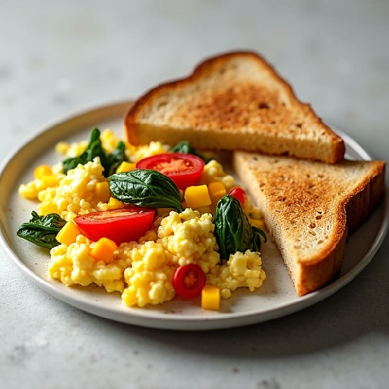 Egg and Veggie Scramble with Whole Wheat Toast