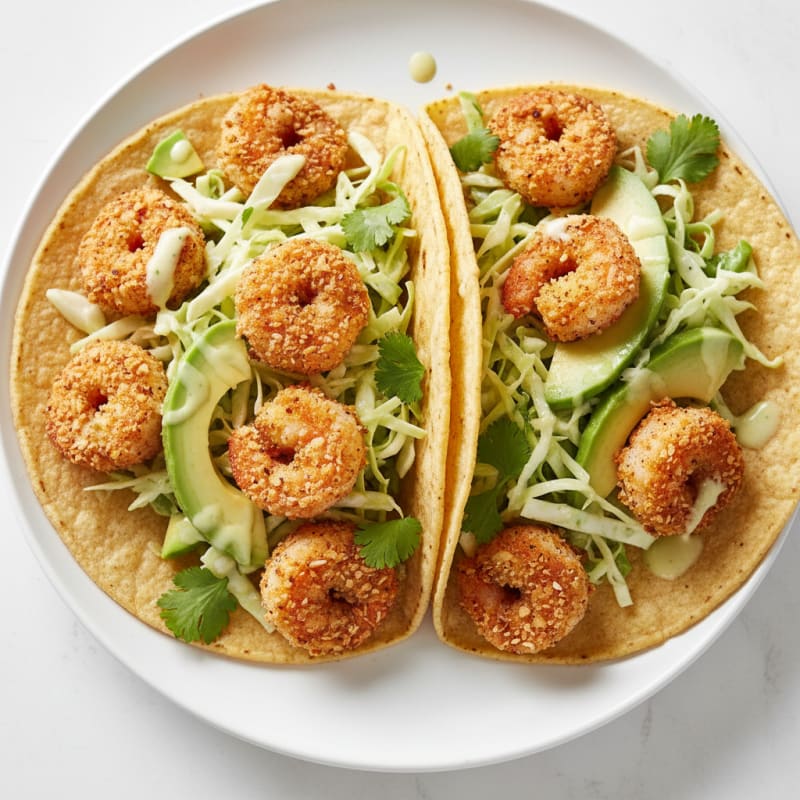 Crispy Popcorn Shrimp Tacos with Zesty Slaw