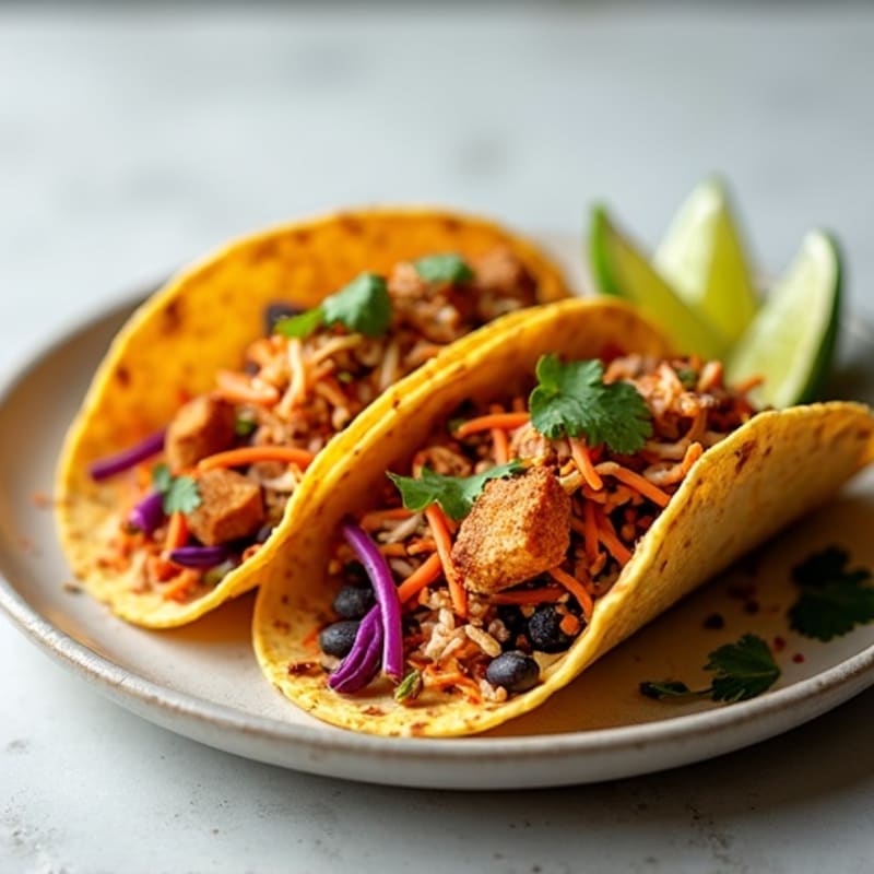 Spicy Shredded Jackfruit Tacos with Fresh Lime Slaw