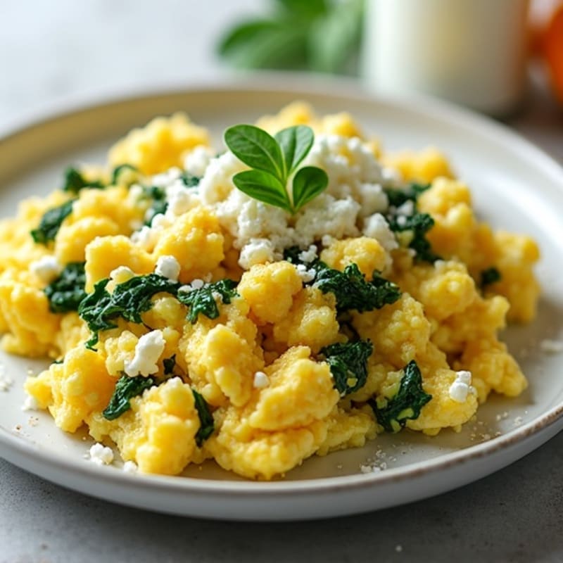 Creamy Spinach and Feta Scrambled Eggs