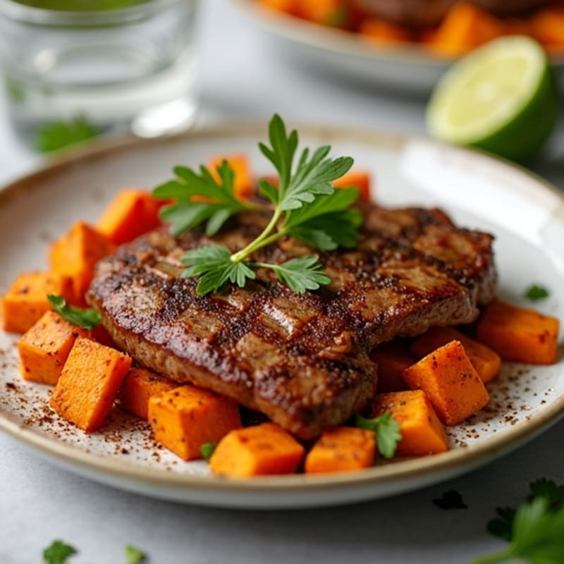 Grilled Carne Asada with Roasted Sweet Potatoes