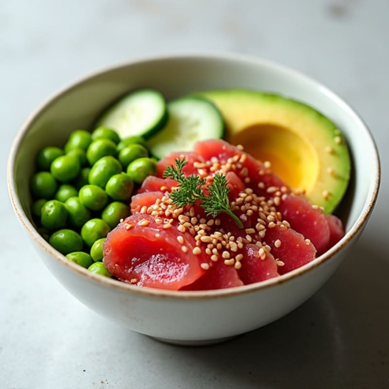 Fresh Tuna and Avocado Bowl with Sesame Ginger Dressing