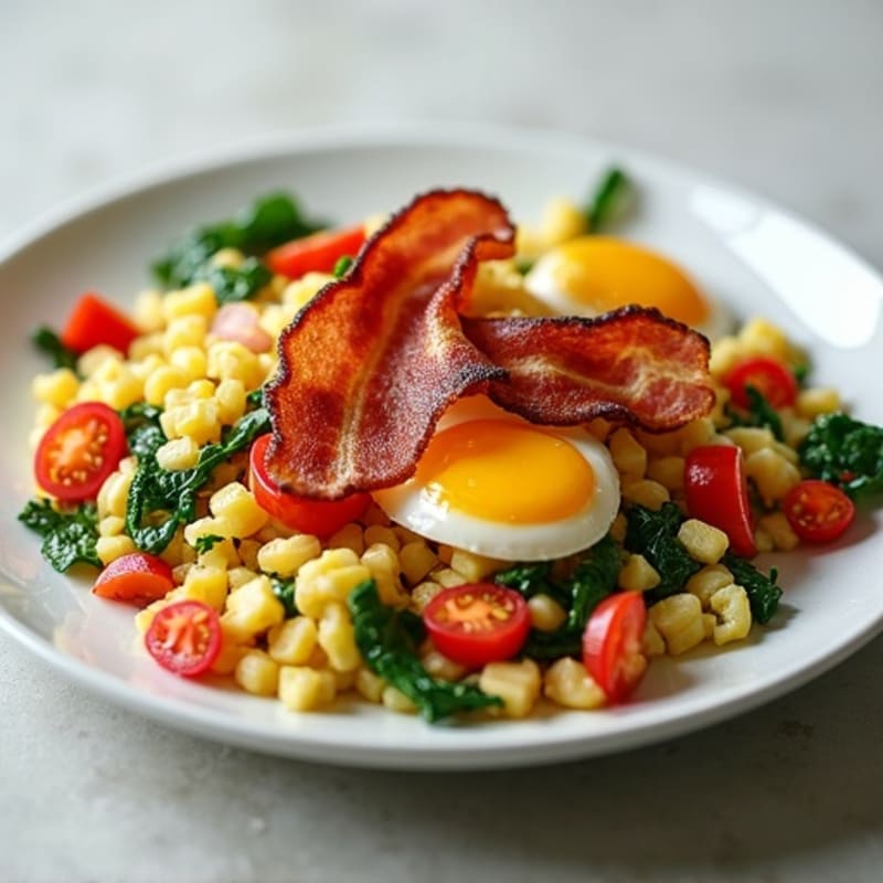 Egg White Veggie Scramble with Turkey Bacon