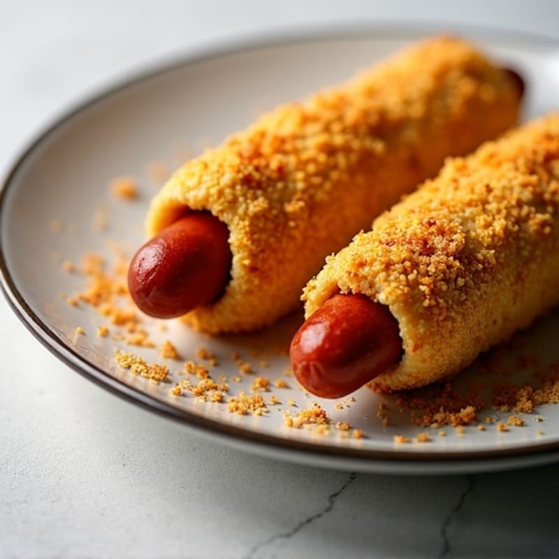 Baked Turkey-Chicken Hot Dogs with Crispy Cornmeal Crust