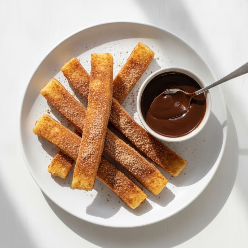 High-Protein Air-Fried Churros with Dark Chocolate Ganache