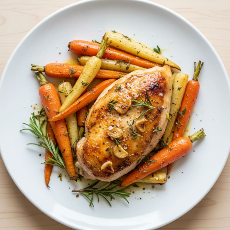 Garlic Herb Roasted Chicken with Root Vegetables
