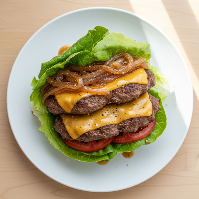 Crispy Caramelized Onion Beef Burger