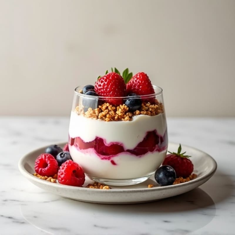 Greek Yogurt Protein Parfait with Mixed Berries and Almond Butter