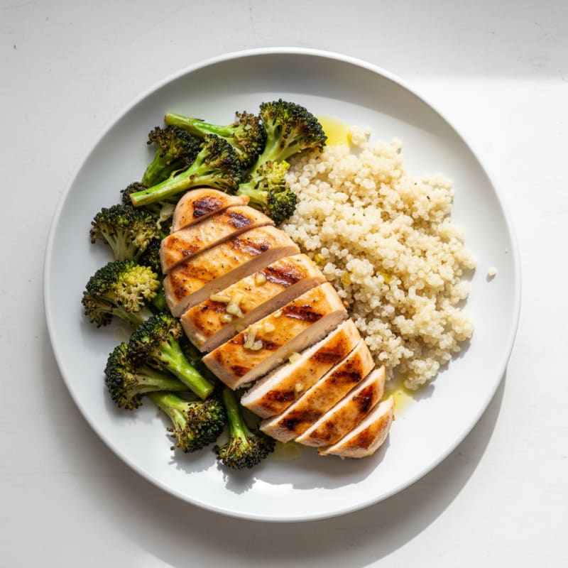 Grilled Chicken Breast with Roasted Broccoli and Quinoa