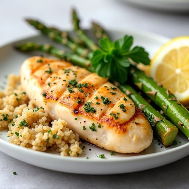 Grilled Lemon-Herb Chicken with Roasted Asparagus