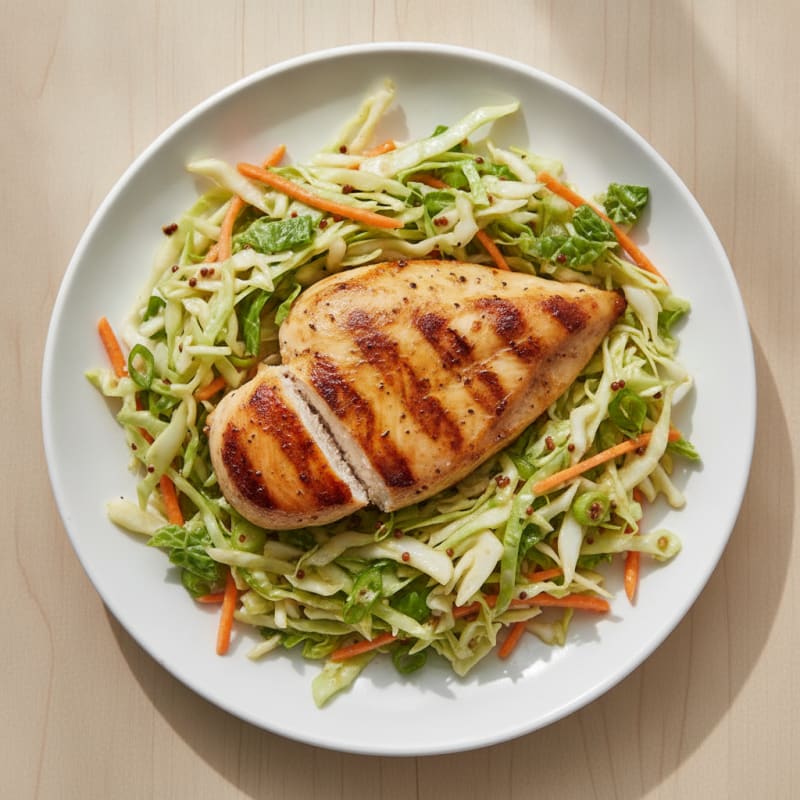 Grilled Chicken Breast with Crunchy Cabbage Slaw