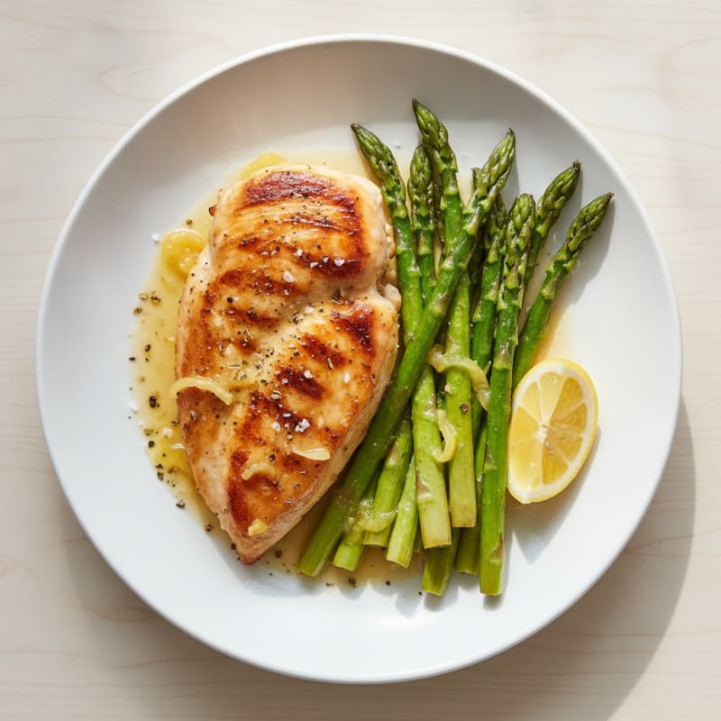 Pan-Seared Chicken with Roasted Asparagus