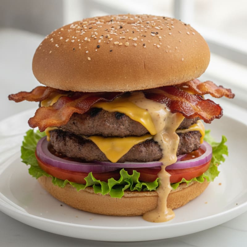 Double Bacon Cheeseburger with Secret Sauce