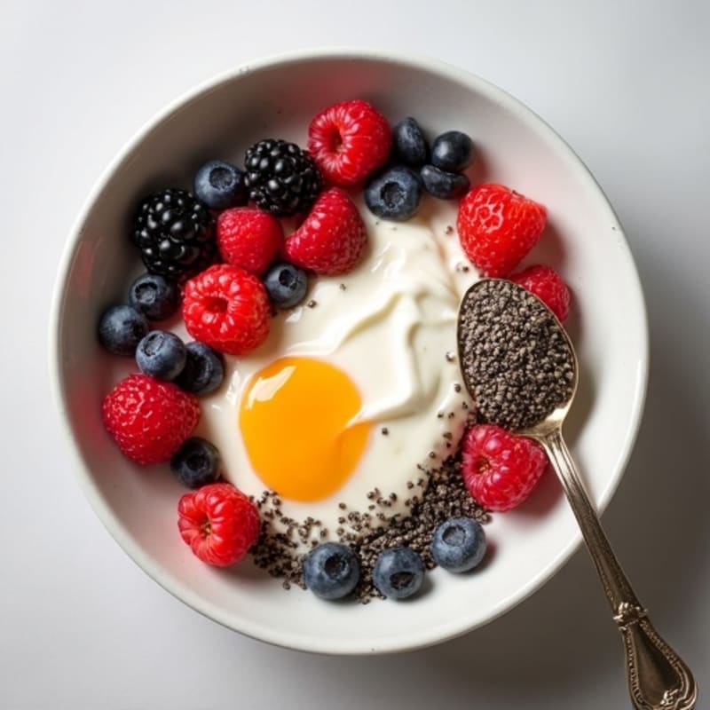 Cottage Cheese Berry Bowl with Chia Seeds