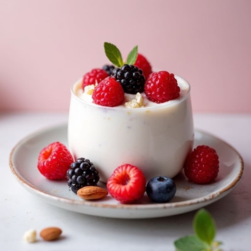 Greek Yogurt Protein Mousse with Mixed Berries