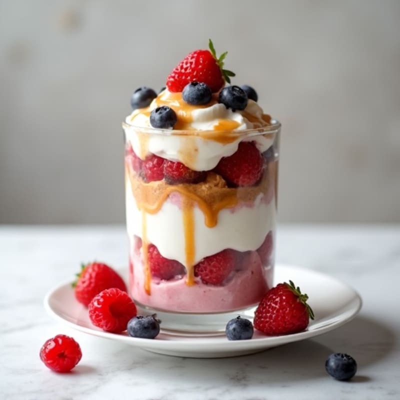 Greek Yogurt Protein Parfait with Mixed Berries and Almond Butter