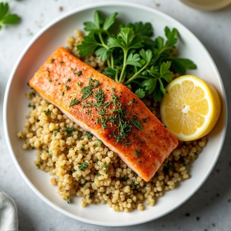 Herb-Crusted Pan Seared Salmon with Quinoa