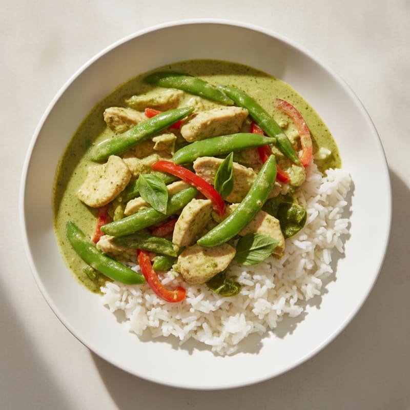 Green Curry Chicken with Coconut Rice