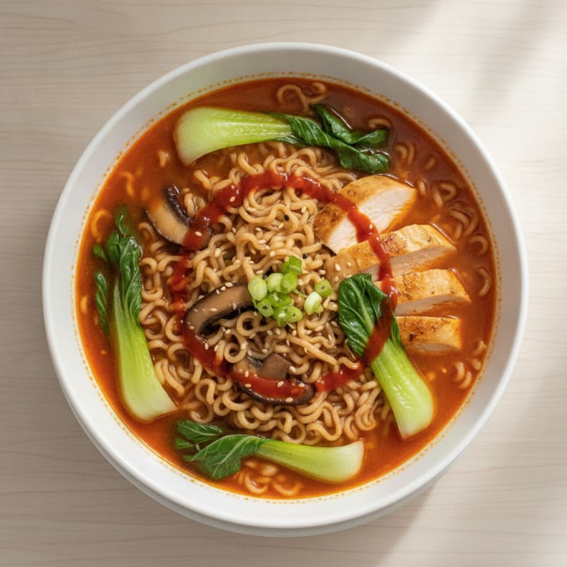 Sriracha Chicken Ramen Soup