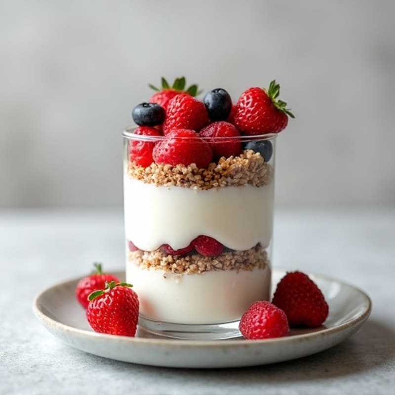 Creamy Vanilla Greek Yogurt Protein Parfait with Mixed Berries