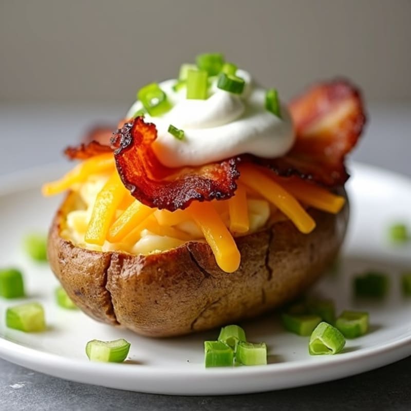 Baked Stuffed Potatoes with Crispy Bacon and Creamy Cheese