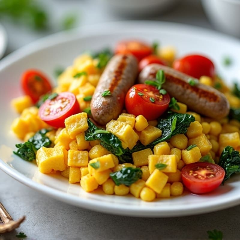 Egg White Scramble with Turkey Sausage and Spinach
