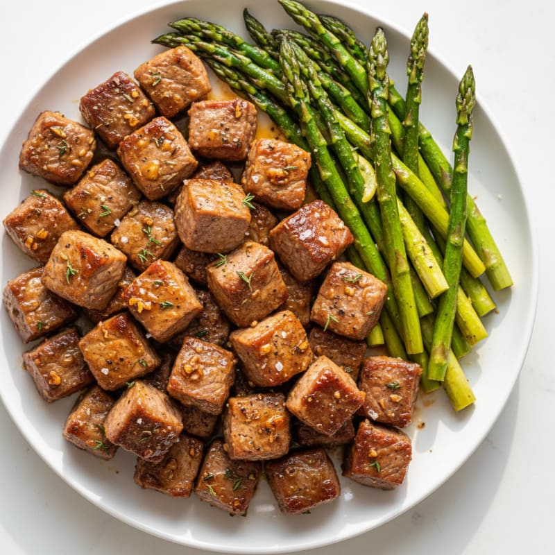 Garlic Herb Steak Bites with Asparagus