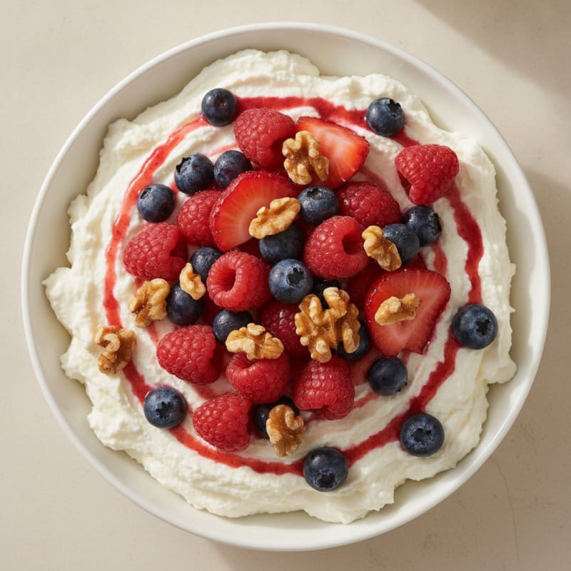 Greek Yogurt Protein Mousse with Mixed Berries