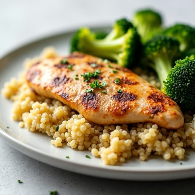 Grilled Chicken Breast with Quinoa and Steamed Broccoli