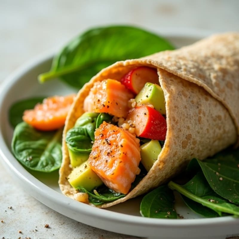 Fresh Salmon and Avocado Brown Rice Wraps