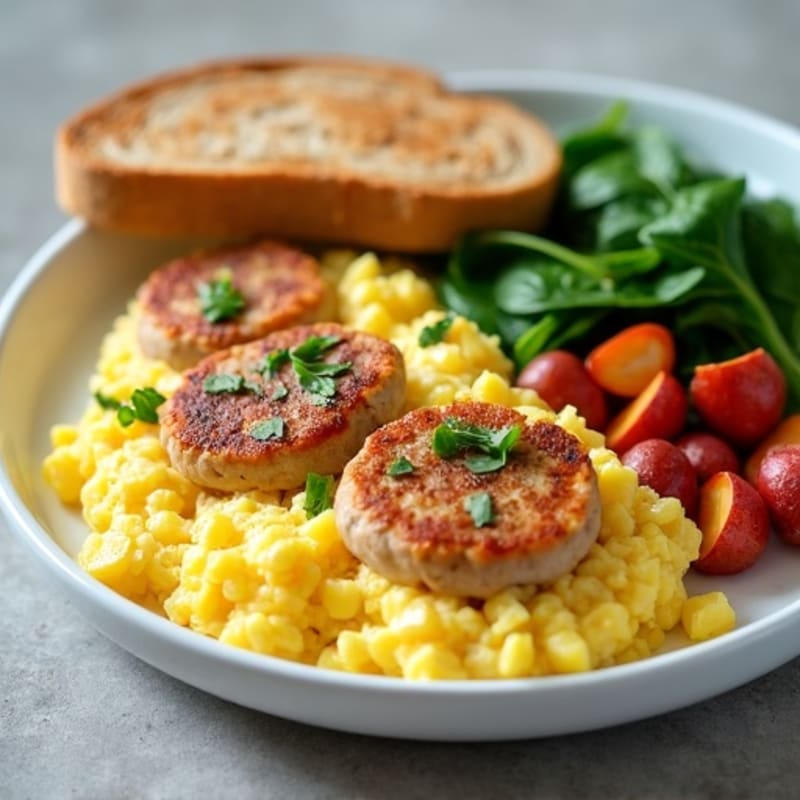 Egg White and Turkey Sausage Scramble with Spinach
