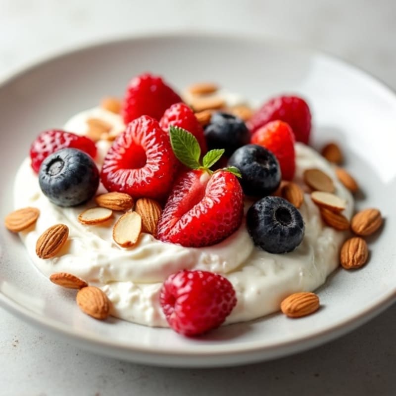 Creamy Cottage Cheese with Fresh Berries and Crunchy Almonds