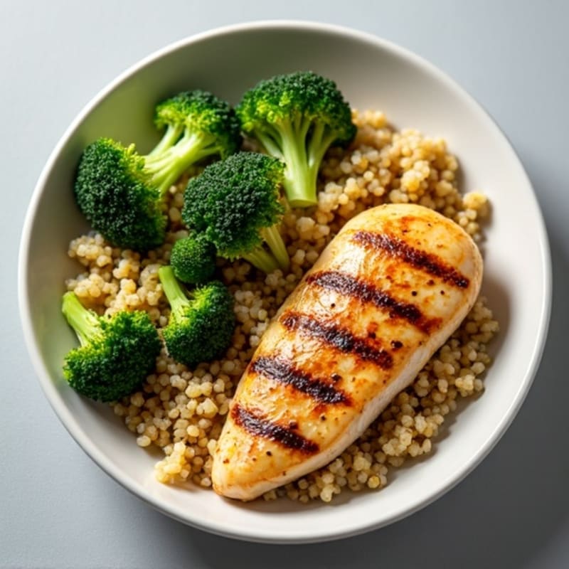 Grilled Chicken Breast with Roasted Broccoli and Quinoa