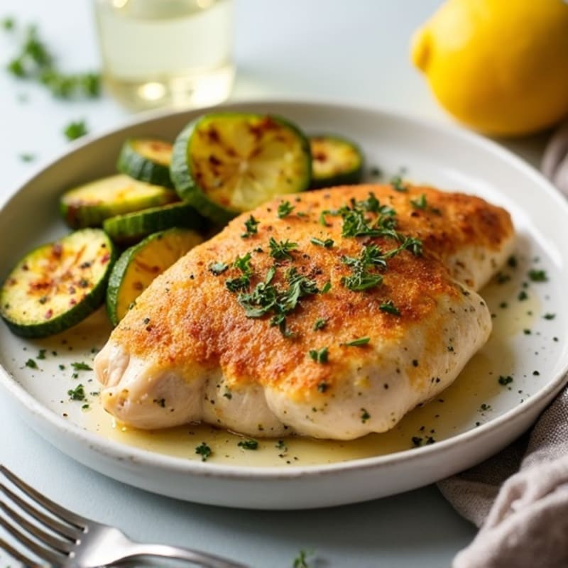 Lemon Oregano Roasted Chicken with Crispy Zucchini