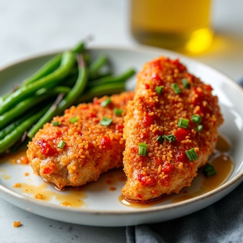 Crispy Baked Sweet and Sour Chicken with Roasted Green Beans