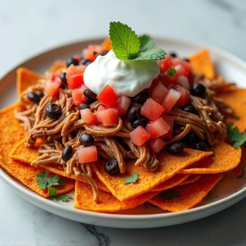 Lean Pulled Pork Loaded Sweet Potato Nachos