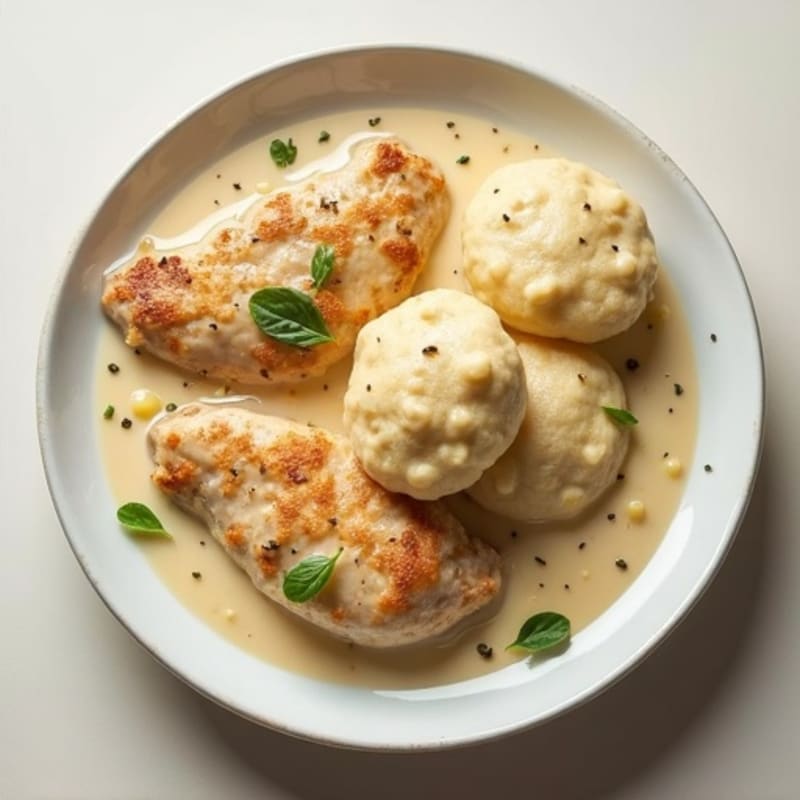Healthy Creamy Chicken with Fluffy Dumplings