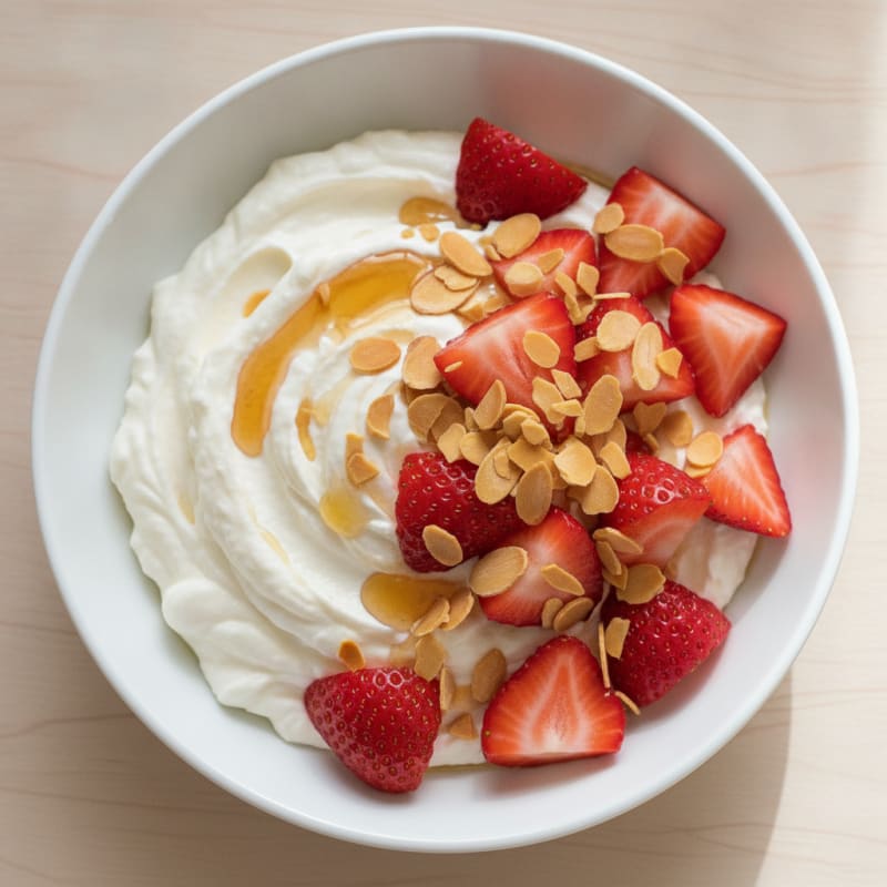 Silky Greek Yogurt Protein Mousse with Strawberries
