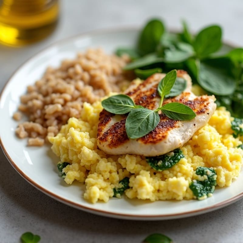 Egg White Scramble with Spinach and Grilled Chicken