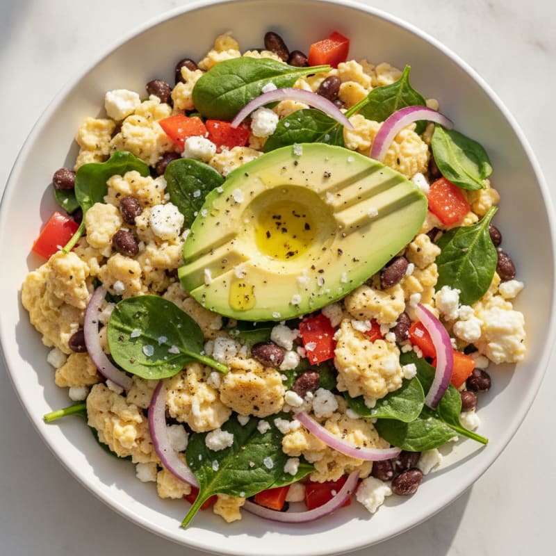 Fluffy Egg White & Veggie Scramble