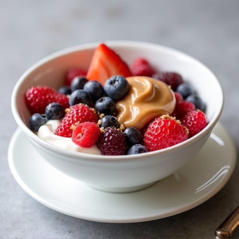 Greek Yogurt Protein Bowl with Mixed Berries and Almond Butter